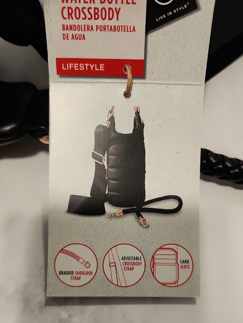 Life In Style Black Quilted Crossbody Water Bottle Bag Brand New - Picture 8 of 8
